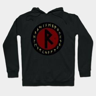 Red Raidho Futhark Rune Symbol Hoodie